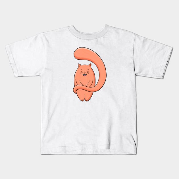 Satsuma the Orange, Big Tailed Cat Kids T-Shirt by Drawn to Cats